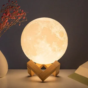 F5 8cm Moon Lamp LED Night Light Battery Powered With Stand Starry Lamp Bedroom Decor Night Lights Kids Gift Moon Lamp Xmas Gift